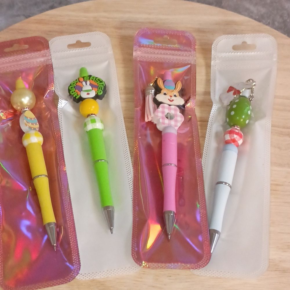 4pc Beaded Pens Bundle Spring Office Supplies Easter Gifts Novelty